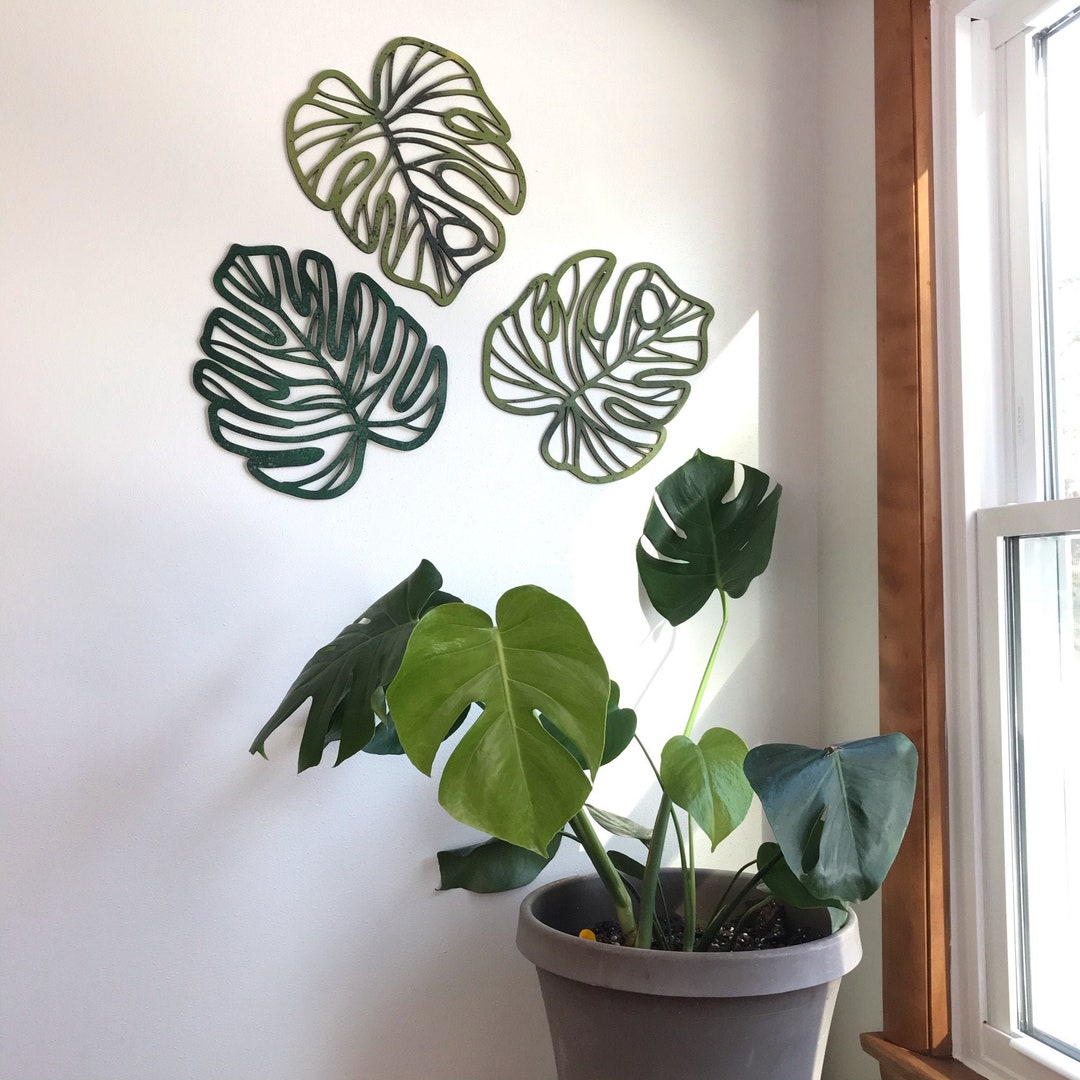 Lasercut Leaf Wall Art Botanical Collection Green Painted Wood Palm