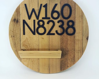 Kreis 18" Adressschild + Überpflanzung | Lasercut Holz für outdoor, Eingang, & Porch Curb Appeal
