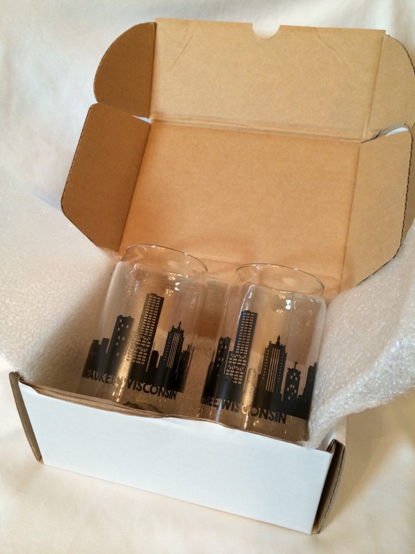 Milwaukee Skyline Can Glass Etsy