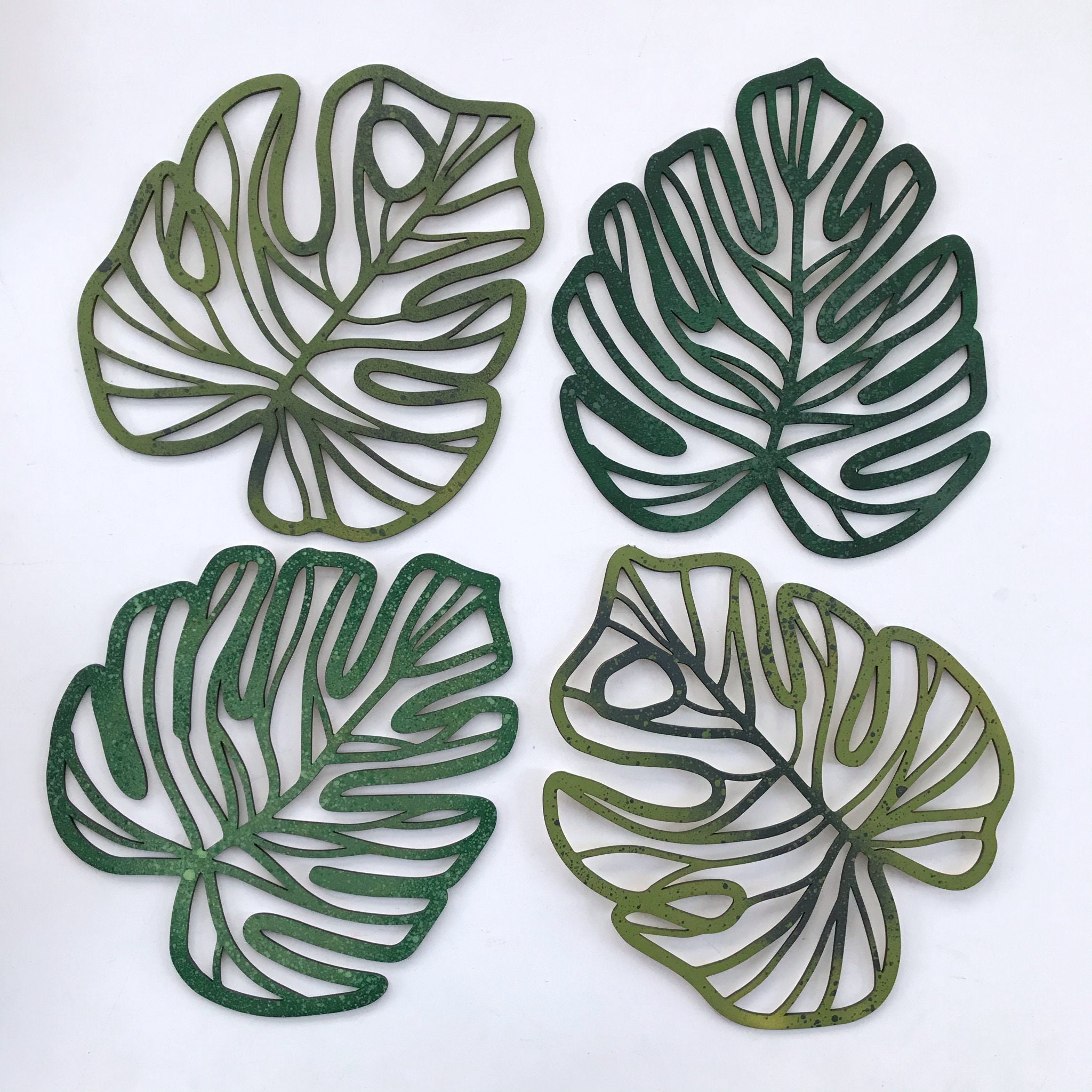 Lasercut Leaf Wall Art Botanical Collection Green Painted Etsy