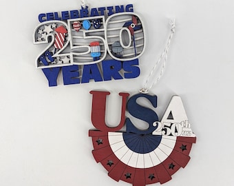 USA 250th Anniversary Ornaments | Patriotic Celebration Keepsake | 4th of July | Independence Day