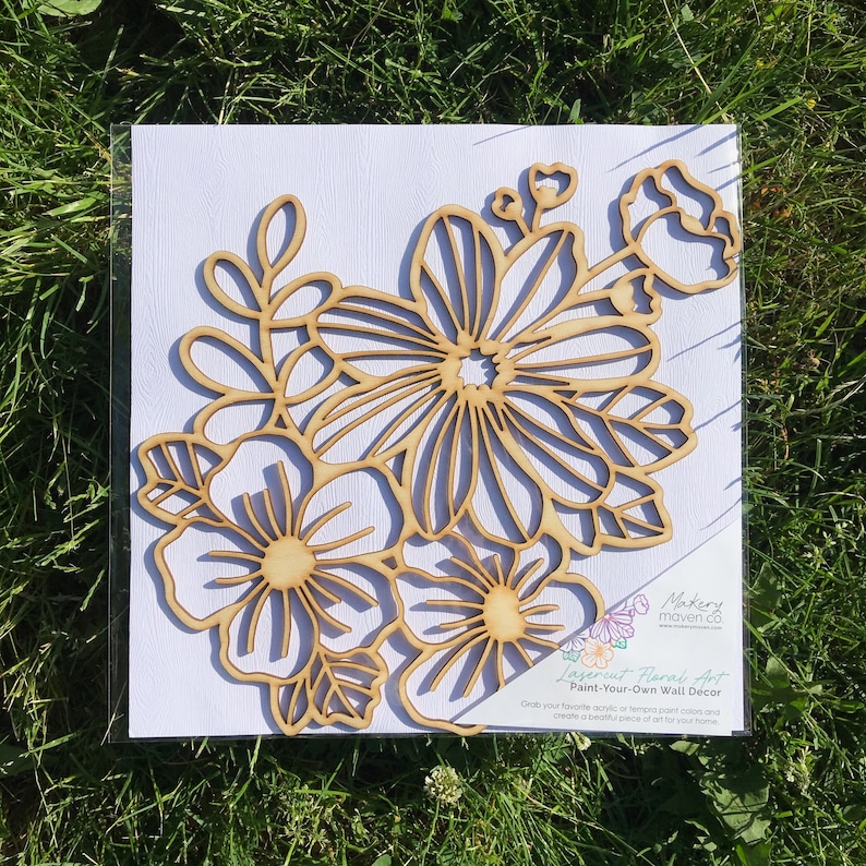 Lasercut Floral Art Paintyourown Wall Decor DIY Wood Etsy