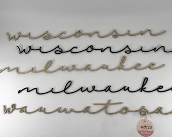 Script Locale Love Wall Art | Unique Home Decor | City or State | Lasercut Art