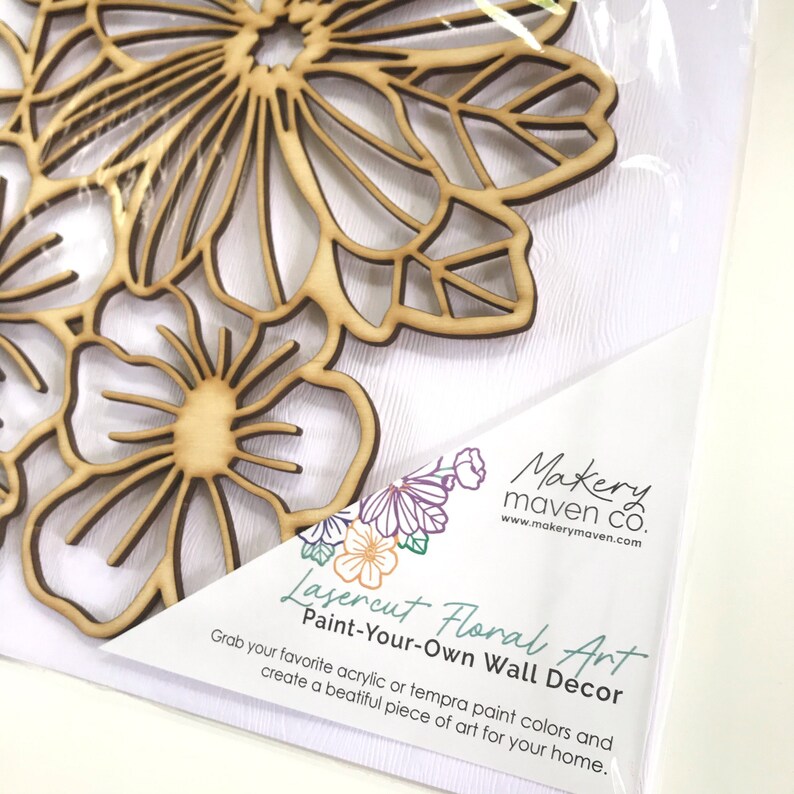 Lasercut Floral Art Paintyourown Wall Decor DIY Wood Etsy