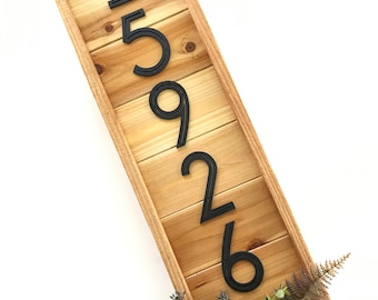 Rechteck 20 "Benutzerdefiniertes Adressschild + Pflanzgefäß | Lasercut-Holz-Finish für den Außenbereich, Eingangsbereich und Veranda-Bordstein-Appeal