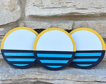 Milwaukee Flag Wall Art Circles | The People's Flag | Painted MKE Flag Wall Hangings with Leather Cord