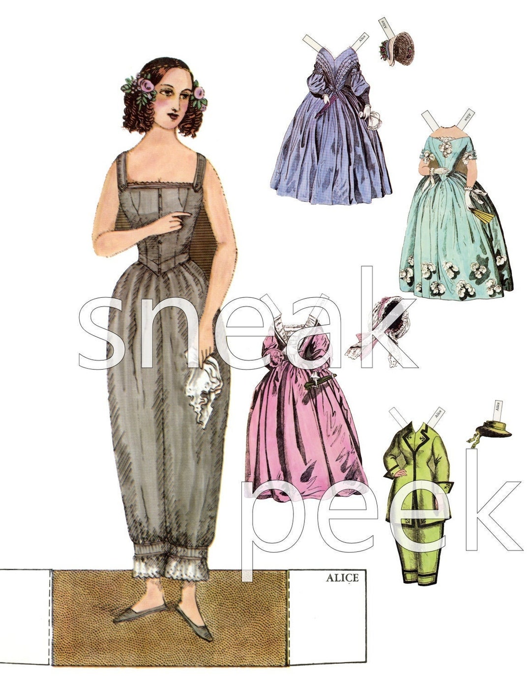 Alice INSTANT DOWNLOAD Vintage Victorian Edwardian Paper Doll - Etsy