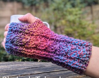 Beautiful multicolour wrist warmers / fingerless gloves / colourful wristers / cabled wrist warmers / colourful gloves / arm warmers /