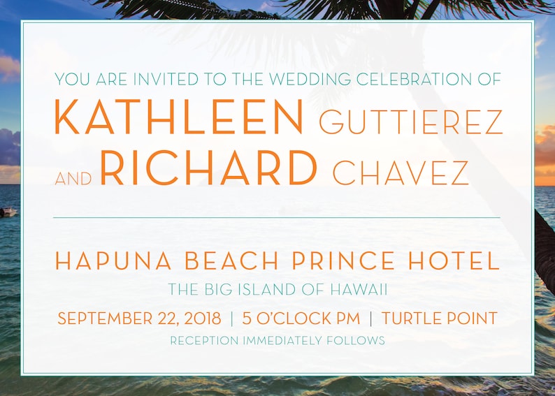 Hawaii Destination Wedding Invitation