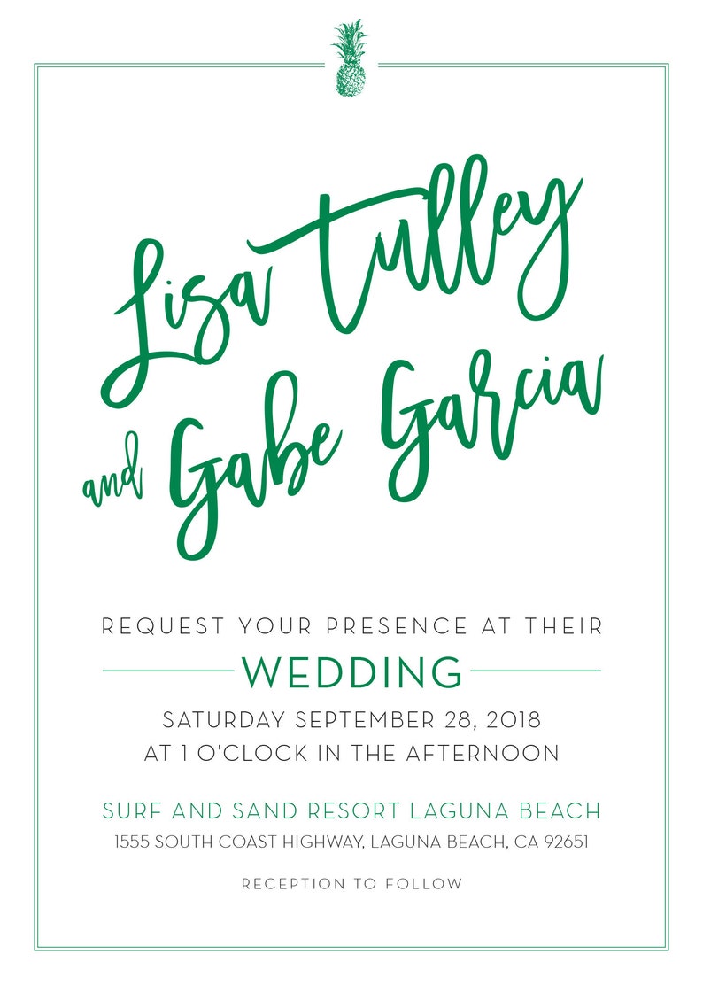 Tropical Pineapple Wedding Invitation and RSVP