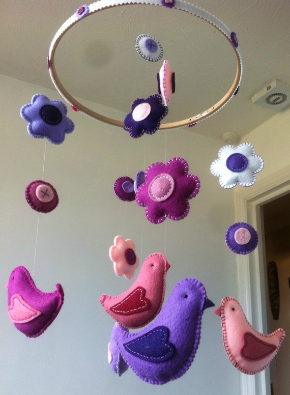 Items similar to Birds & Flowers Baby Mobile for Girls Custom made on Etsy