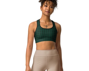 Tartan Inspired Green & Black Sports bra