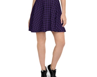white and purple skater dress Gabrielle | Purple Lily Print Boat-Neck Skater Mini Dress