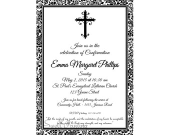 pink confirmation invitation confirmation invitation etsy