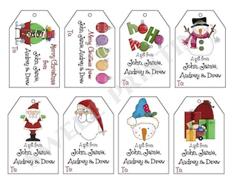 printable personalized leopard print christmas gift tags etsy