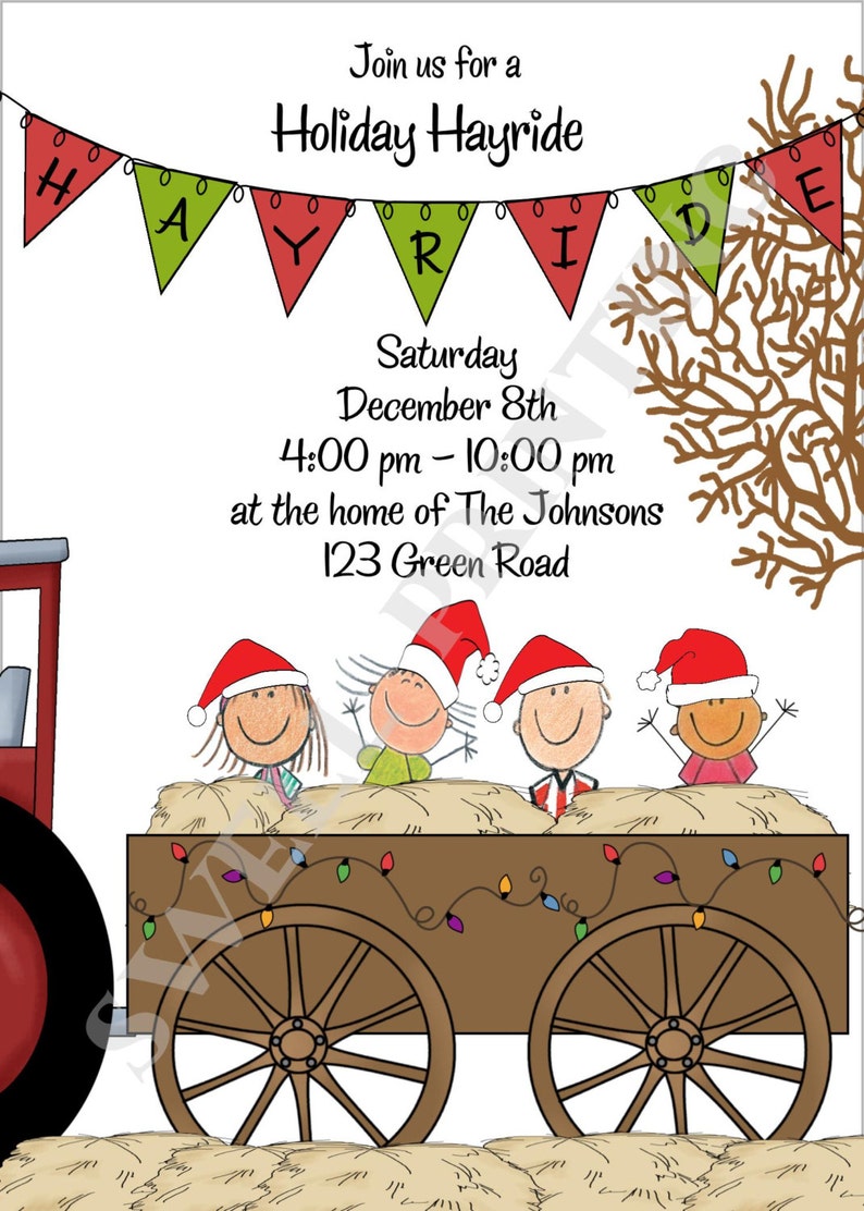 Printable Holiday Hayride Invitation Christmas Hayride | Etsy