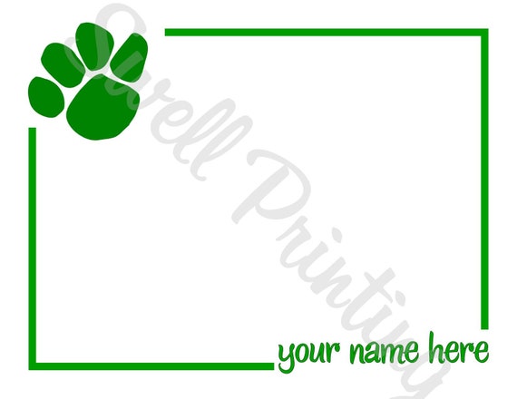 10 personalized paw print notecards green paw print stationery etsy print notecards
