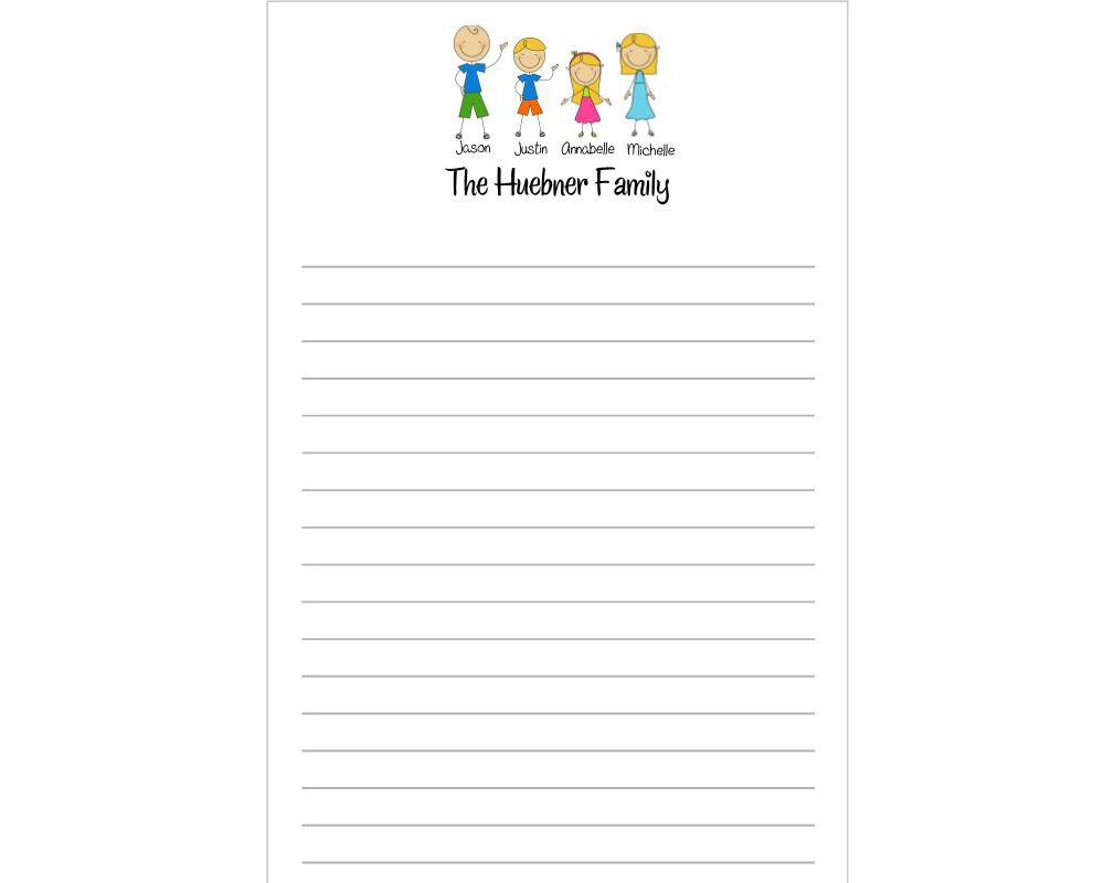 Set of 2 Personalized Family Notepads Stick People by Swell Etsy