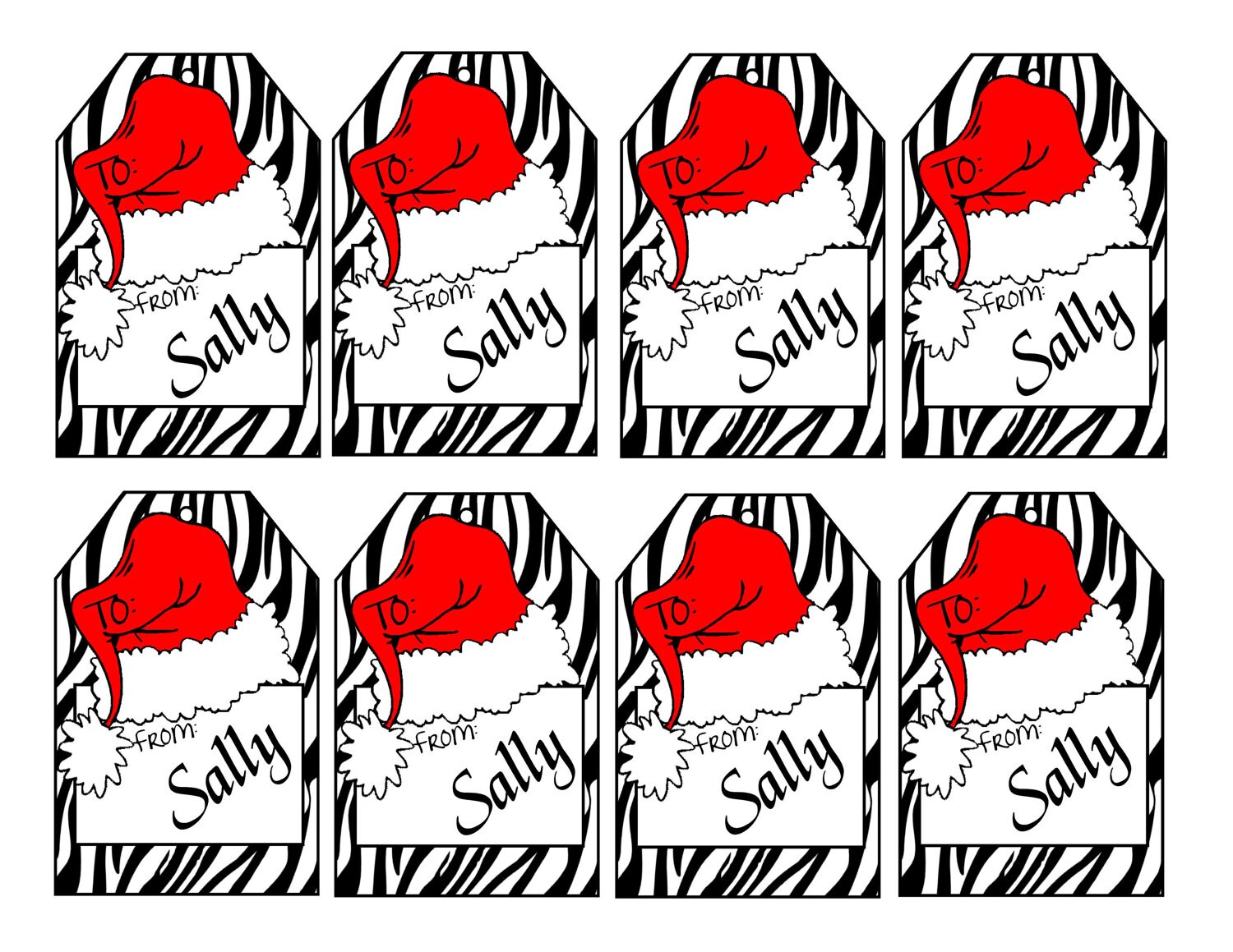 Printable Personalized Zebra Print Christmas gift tags Animal Etsy