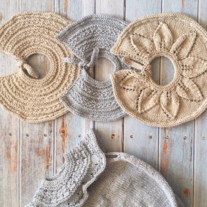 Hand Knitted Bamboo Baby Bib, Decorative Collar, Photo Prop image 1