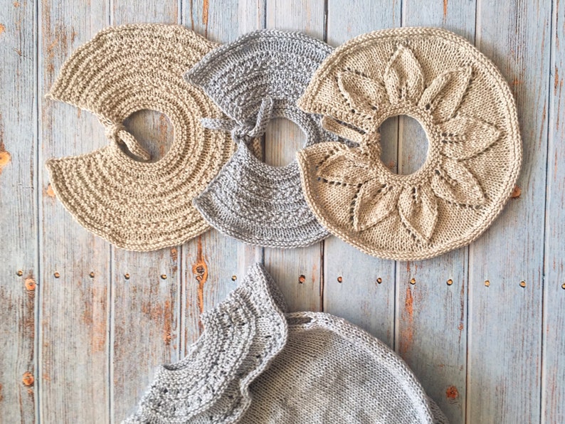 Hand Knitted Bamboo Baby Bib, Decorative Collar, Photo Prop image 1