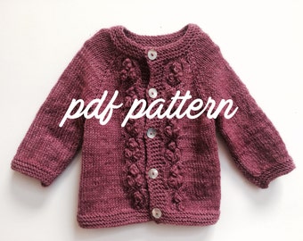 Toddler Girl knitting Pattern, girl cardigan knitting pattern, Baby Girl winter knitting pattern, pdf pattern in ENGLISH, instant download