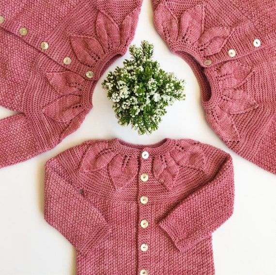 polla Contar compartir Jersey tejido a mano para niña jersey de hojas tejidos de - Etsy México