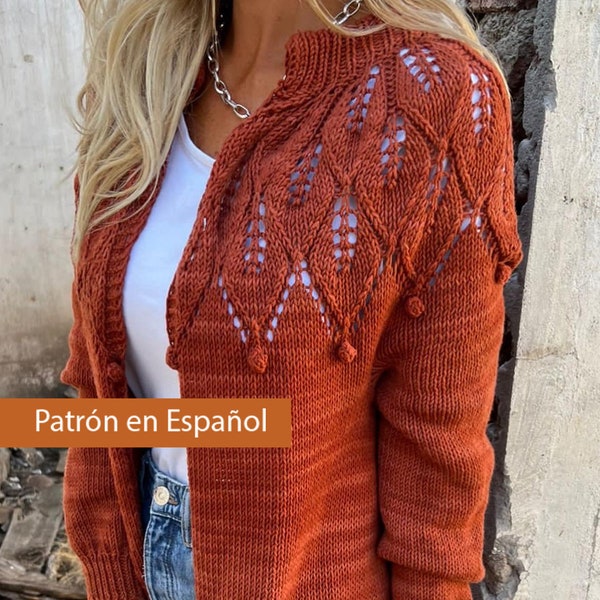 Knitting Pattern - Knit Sweater, Classic Knitting Pattern, Pattern for cardigan, Top Down Sweater, Worsted Weight, Top Down Cardigan, leafs