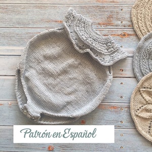 Macacão de tricô para menina, Padrão, Roupa de volta para casa em tricô, Macacão de bebê, Macacão de tricô à mão, Macacão de bebê, Roupas de bebê para menina, PDF em espanhol
