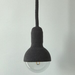 Lampe ceiling crocheted handmade ceiling pendant in dark grey image 1