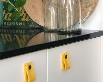 SALE Loop doorhandle | handmade felt doorknob in yellow