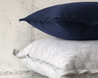 Wool basic pillow | small handmade woolfelt pillow in navy blue