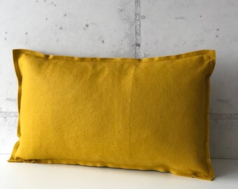 Wool basic pillow | small handmade woolfelt pillow in curry