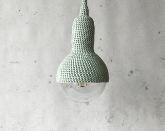 Lampe ceiling | crocheted handmade ceiling pendant lamp in soft mint