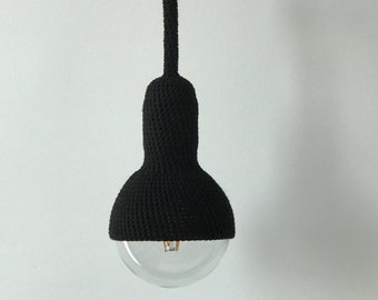 Lampe ceiling | crocheted handmade ceiling pendant lamp in black