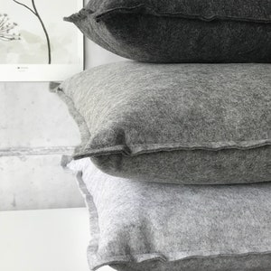 Wool basic pillow handmade woolfelt pillow in black image 1