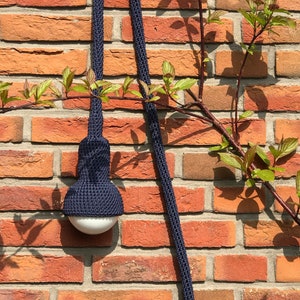 Lampe garden crocheted handmade gardenlamp in navy blue image 1