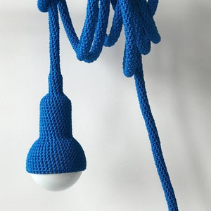 SALE Lampe, garden pendant, crocheted in royal blue, 6 meter cord