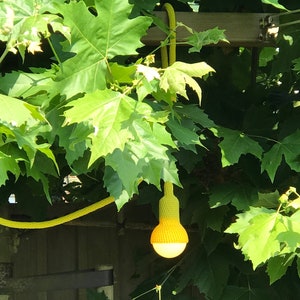 SALE Lampe, garden pendant, crocheted in bright yellow, 6 meter cord