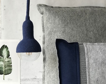 Lampe ceiling | crocheted handmade ceiling pendant lamp in navy blue