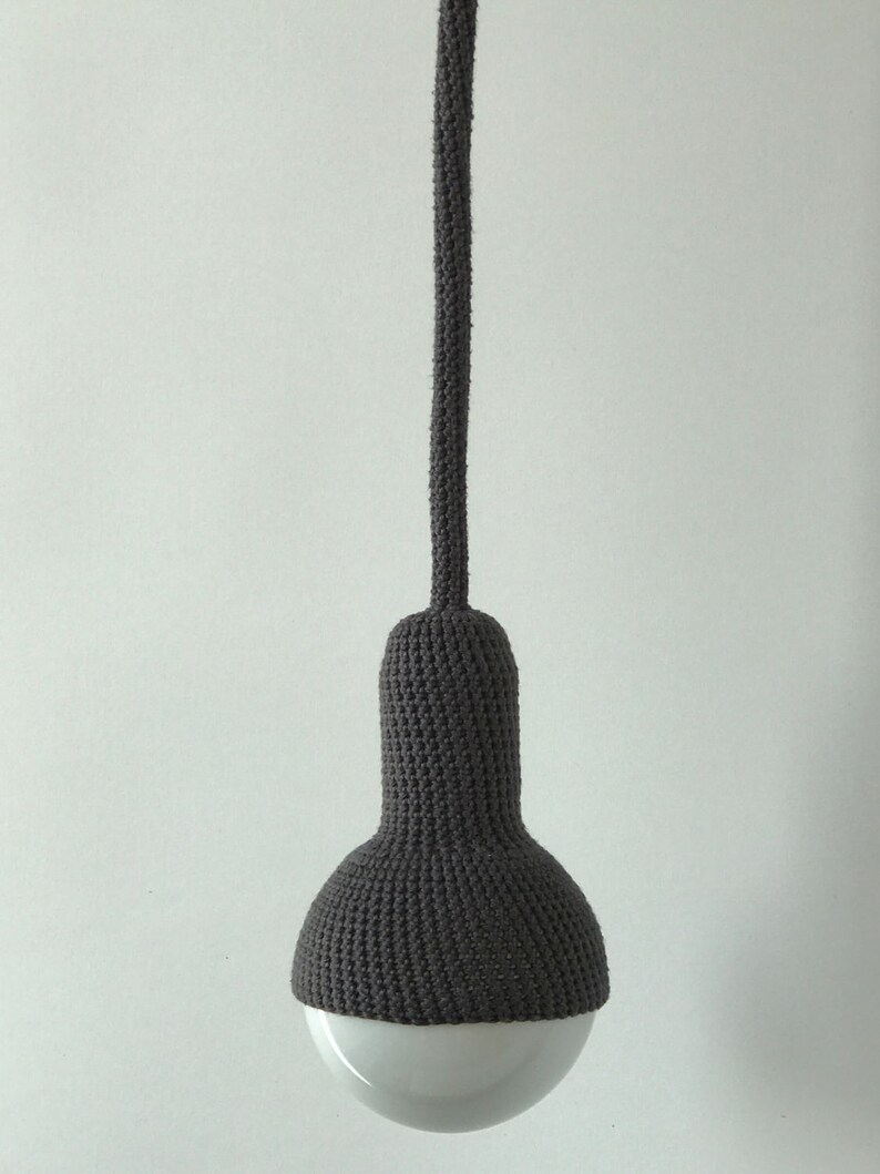 Lampe ceiling crocheted handmade ceiling pendant in dark grey image 3