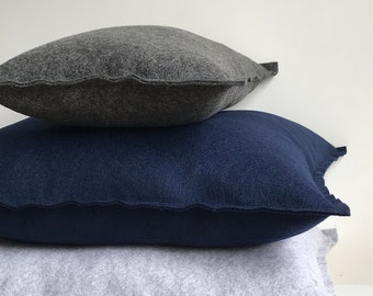 Wool basic pillow | handmade woolfelt pillow in navy blue