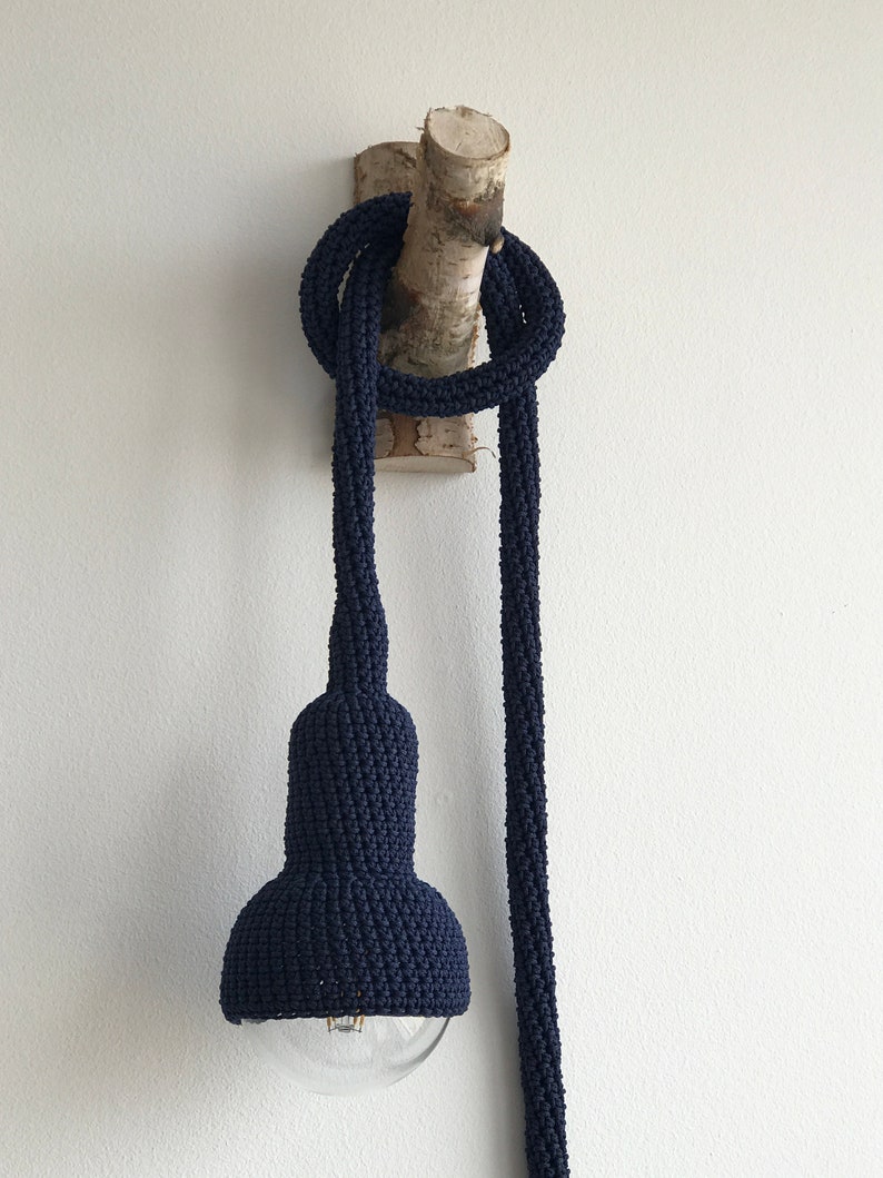 Lampe garden crocheted handmade gardenlamp in navy blue image 4