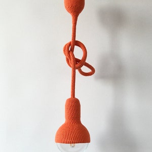 Lampe ceiling crocheted handmade ceiling pendant lamp in orange image 2