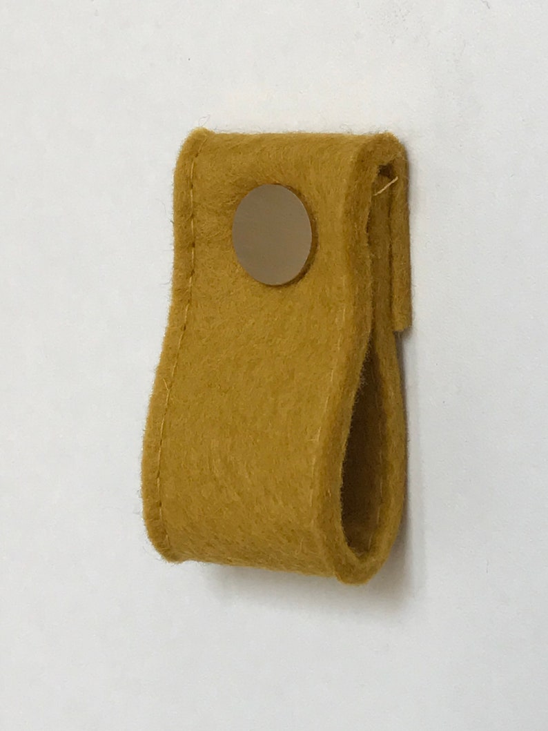 Loop doorhandle handmade felt doorknob in curry yellow image 2