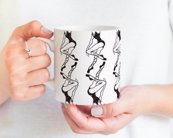Ballerina Legs Mug Personalised Ballet Dancer Ceramic Hot Drinks Cup Girls Presents Gifts for Her Him
