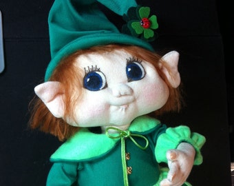 RESERVED McCoppertop St. Patrick's vintage style Leprechaun doll "Clover McCoppertop" shamrock