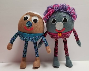 Set Humpty & Dumpty Shorts Doll 22cm (9.5") posable arms/legs merino-wool humpty dumpty doll set 2pc Polka Dot Door Polkaroo's