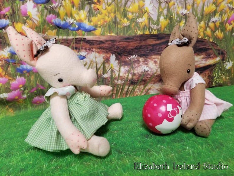 OoAK Piglet piggy pig plush doll, Penelope /or Coco ball-jointed merino-wool 12 30cm tall GIRL w curl tails image 2