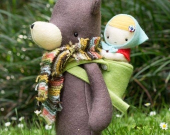 Little Travellers Collection: "Evie & BEAR" set. merino-wool *doll options available